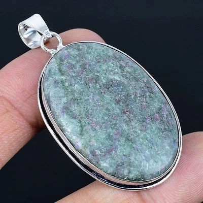 Ruby Fuchsite 925 Silver Plated Handmade Pendant of 2.21" - Image 1 of 3