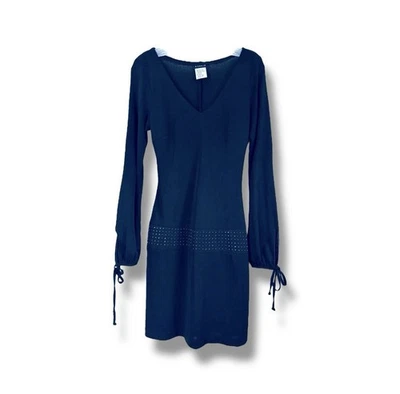 Mini vestido feminino vintage B Darlin Y2K strass anos 90 manga longa preto elástico - Imagem 1 de 4