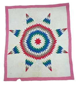AMAZING! Antique Lone Star / Star Of Bethlehem Quilt 87” x 76” Patriotic America - Picture 1 of 23