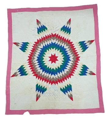 AMAZING! Antique Lone Star / Star Of Bethlehem Quilt 87” x 76” Patriotic America - Image 1 of 4