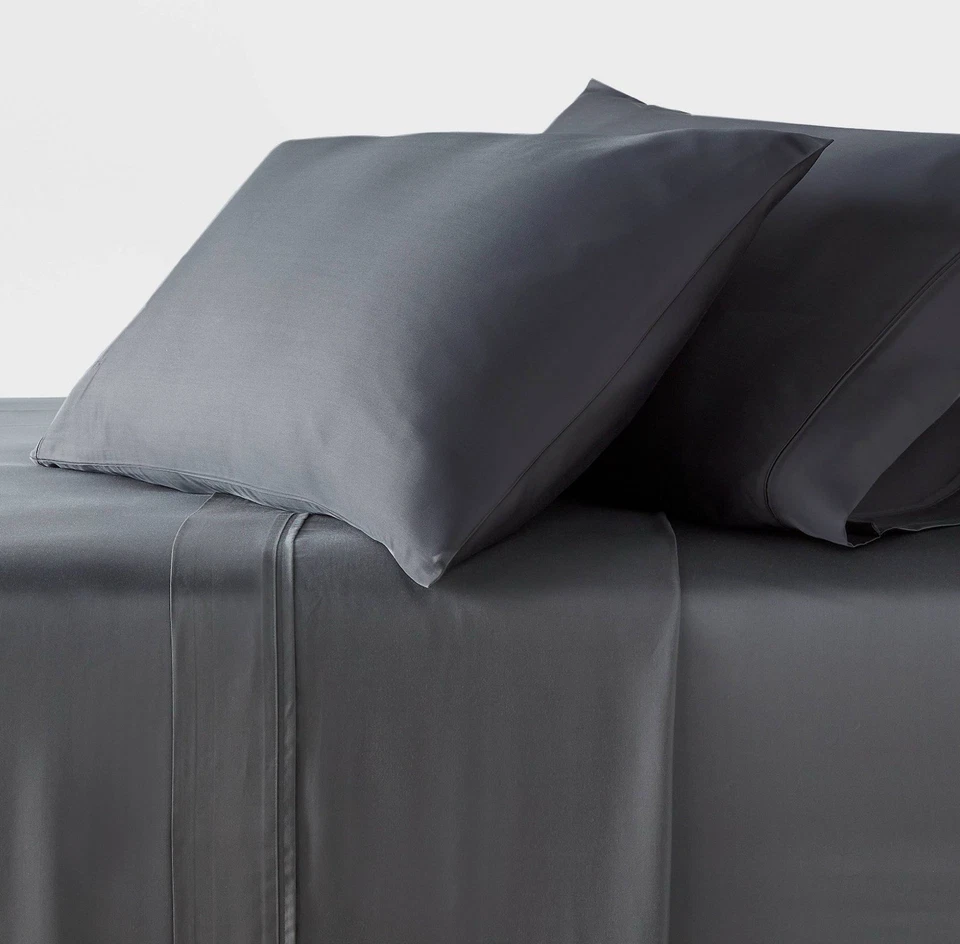 🥥 Threshold Queen 320 Thread Count Cool TENCEL Lyocell Sheet Set Gray🆕 - Image 1 of 4