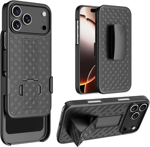 For Iphone 17 Pro Max Holster Case with Belt Clip & Kickstand, 2-In1 - Picture 1 of 14