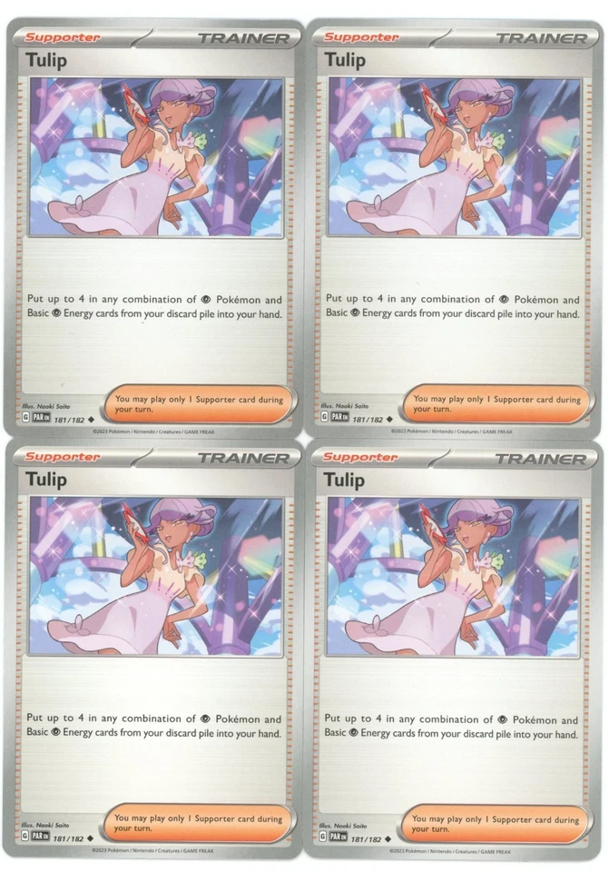 4x Pokemon TCG Tulip 181/182 Sv04: Paradox Rift Regular Playset - Image 1 of 1