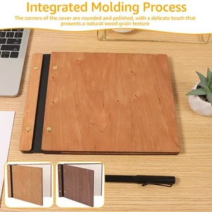 Wedding Guest Book Wood Cover Wedding Sign Book with 30 Pages for brvcU - Picture 1 of 22