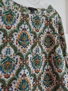 Blusa Talbots verde y metalizada dorada MPetite jersey top vestido modesto arriba/abajo - Imagen 1 de 10