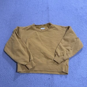 Mate the Label Sweatshirt Adult Medium Yellow Fleece Pullover Crew Womens - Picture 1 of 8