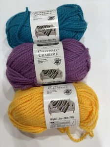 Charisma Yarn Luxe Soft Acrylic Blend Set - Teal, Purple, Yellow - Picture 1 of 5