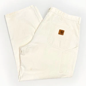 Vintage Carhartt USA Union Made White Cotton Canvas Painters Pants 44x30 - Picture 1 of 18