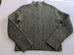 Sundance Pullover Wolle Gr. Small grün Zopfmuster Fischer Stehkragen Academia  - Bild 1 von 8