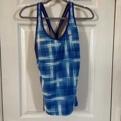 Camiseta sin mangas Nike Dri Fit azul forrada a cuadros espalda deportiva talla XL Foto 1 de 4