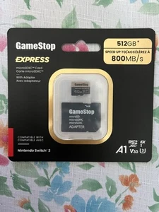 Nintendo Switch 2 512GB Express Micro SD Card GameStop w/ Adapter In HAND (RARE) - Zdjęcie 1 z 2