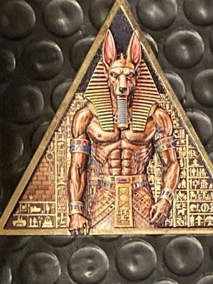 Anubis-Egyptian 24k Gold Gilded 1 oz Color Copper Triangle & Gold Aztec Card - Image 1 of 4