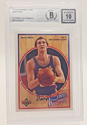 Jerry West Auto / Signed Sticker Upper Deck Heroes #4 Custom Novelty Card - BGS - Image 1 of 4
