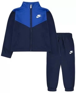 Nike Sportswear Boys Size 7 Tracksuit Jacket/Jogger Midnight Navy Warmup Swoosh - Picture 1 of 12