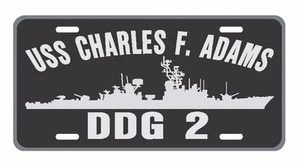 USS CHARLES F ADAMS DDG 2 License Plate Military Signs P01 - Imagen 1 de 1
