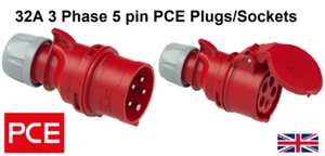 32A 3 Fase 5 Pines PCE cable o panel enchufe de montaje enchufe NUEVO macho hembra Ceeform - Imagen 1 de 7