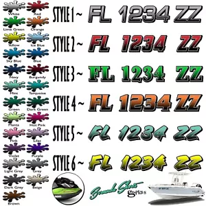 Boat Registration Numbers & Letters 2 Pack 3" x 15" Boat & Jetski  Stickers GRB - Picture 1 of 7