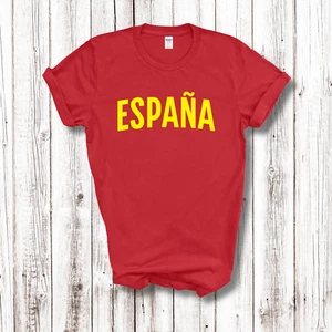 Spain Adult Tshirt Country Sport Support Patriotic Unisex Shirt Men Women - Picture 1 of 3