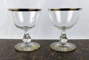 Libbey Glass Co 4 1/4" Champagne/Tall Sherbet 3003-15 Set of 2 Platium - Picture 1 of 6