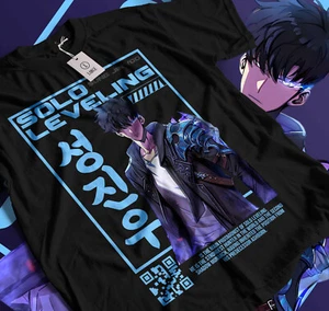 Solo Leveling T-Shirt Sung Jinwoo New Anime Manga Black Shirt Tee All Size 123 - Picture 1 of 6