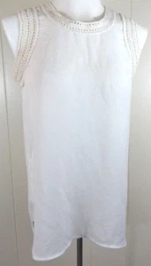 Blusa sin mangas CAbi XS para mujer Marisa con ribete de ganchillo marfil 5042 usada en excelente estado - Imagen 1 de 4