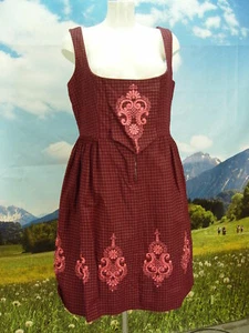 80er Vintage mit Stickerei rot kariert Balkonett süßes Dirndl ohne Schürze Gr.46 - Bild 1 von 6