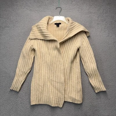 The Limited Cardigan Sweater Womens Small Tan Open Front Lambswool Wool FLAWS - Image 1 of 4