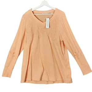 Soft Surroundings Mesquite Tunic Peach Nectar Embroidered Long Sleeve Womens XL - Picture 1 of 8