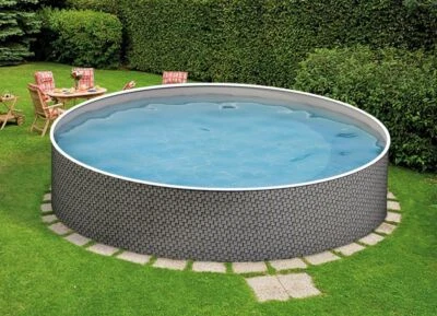 Stahlwandpool Schwimmbecken Pool rund 5,00 x 1,20 m Rattan Optik Swimmingpool - Bild 1 von 4