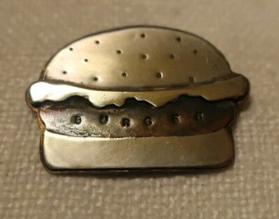 "Burger" Pin; Hamburger; Sterling and Copper; Made in USA by Peggy Johnson, 1990 - Image 1 of 3
