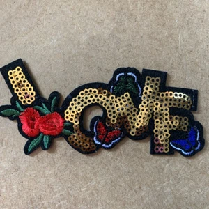 1pc Love Embroidered Patch Cloth Iron On Applique craft sewing sequin #1233 - Picture 1 of 1