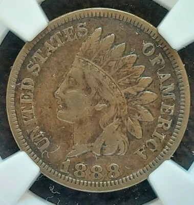 1888 Indian Head Cent Penny NGC VF-30, FS-302 RPD S-2 Repunched Date - Image 1 of 4