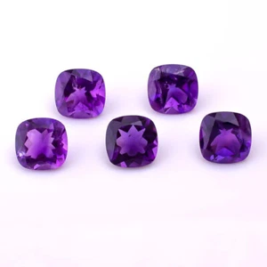 Natural Cushion African Purple Amethyst Top Quality Faceted Gemstone 10X10MM - Picture 1 of 6