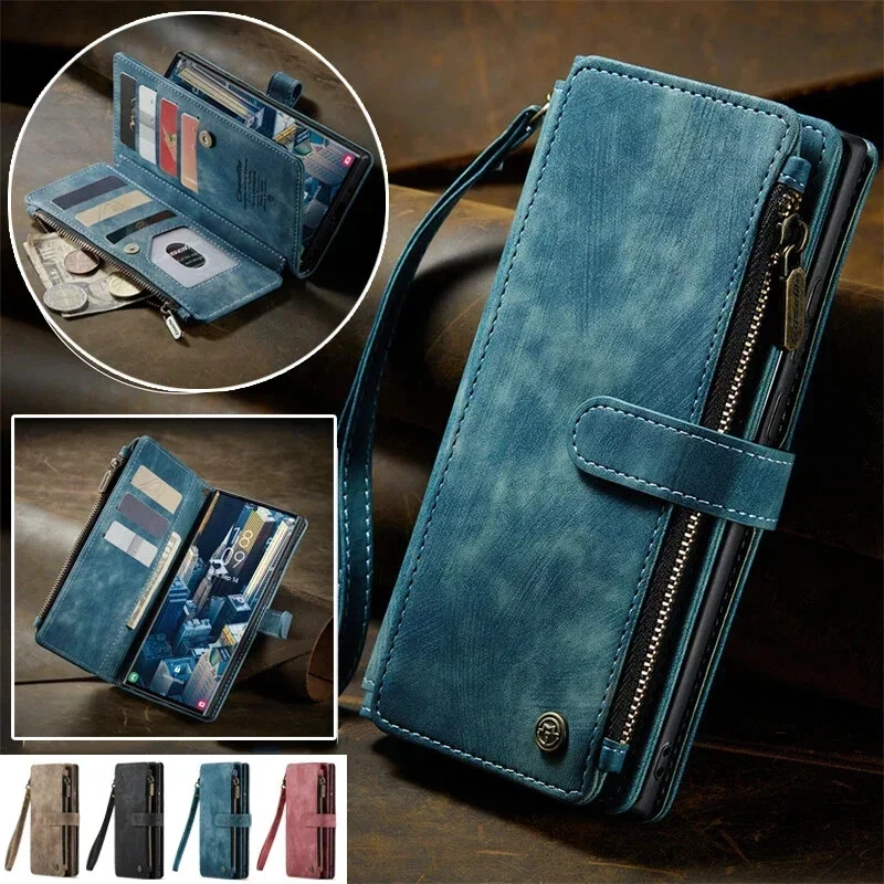 Leather Wallet Case for Samsung S25 Ultra S24 FE S23 Plus S22 S21 Card Bag Cover - Image 1 of 4