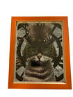 Steampunk Cat Print In 9' X 11" Orange And Gold Frame