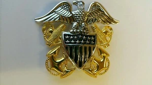 US NAVY Officer's Hat Badge Emblem gold and silvers with 2 screws New (Vanguard) - Picture 1 of 9