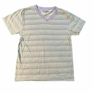 Carbon Striped Men's V-neck T-shirt,Gray Green Size L - Picture 1 of 5
