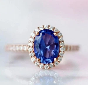 Oval Tanzanite Ring Engagement Promise ring December Birthstone Jewelry for Her - Picture 1 of 10