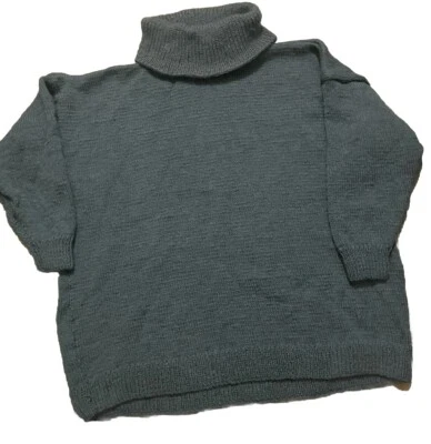 Hand Knitted Chunky Knit Mid Blue Jumper UK 30-32 Chest 62” - Image 1 of 2