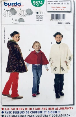 Burda Sewing Pattern 9674 | Girls Capes w Pockets & Capelet | Sizes 4 - 10 - Image 1 of 2