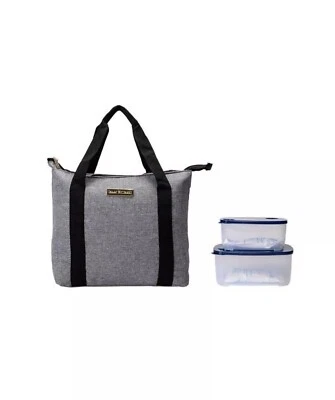 Sacola de almoço ISAAC MIZRAHI em madeira, conjunto com 3 - Imagem 1 de 3