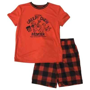 Boys Orange Creepy Crew Halloween Sleep Set Pajamas Top & Shorts Medium (8) - Picture 1 of 1