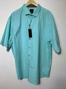 Camisa de manga corta con botones Linea Uomo para hombre Aqua talla 4X nueva elástica - Imagen 1 de 3