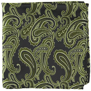 New Brand Q Men's micro fiber Pocket Square Hankie Only Paisley Olive wedding - Picture 1 of 2