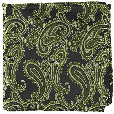 New Brand Q Men's  micro fiber Pocket Square Hankie Only Paisley Olive wedding - Image 1 of 2