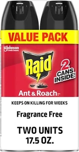 Raid® Ant & Roach Killer 26, Fragrance-free Bug Spray, 17.5 Fl. Oz. 2 Count. New - Picture 1 of 12