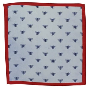 Michelsons of London Blue Bee Silk & Cotton Pocket Square - Picture 1 of 2