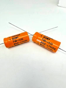 2 pz - 80uF @ 175V - SPRAGUE ORIGINALE - ATOMO # TVA-1430 - condensatore elettrolitico - Foto 1 di 4