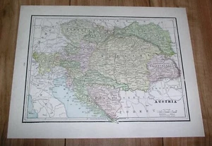 1900 ANTIQUE MAP OF AUSTRIA HUNGARY EMPIRE POLAND GALICIA TRANSYLVANIA / GERMANY - Picture 1 of 18