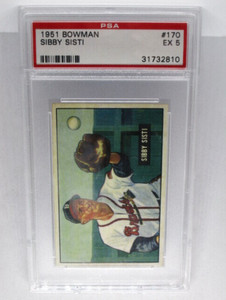 1951 Bowman #170 Sibby Sisti Card - Graded PSA 5 EX